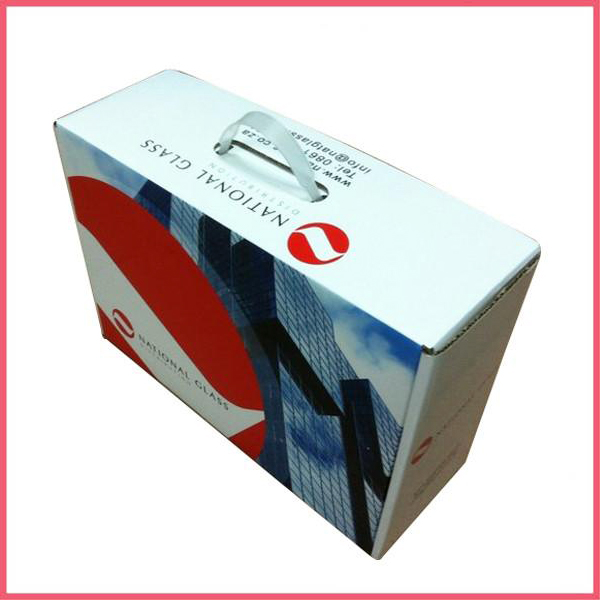 Custom Printed Corrugated Packaging Box Plastic Handle