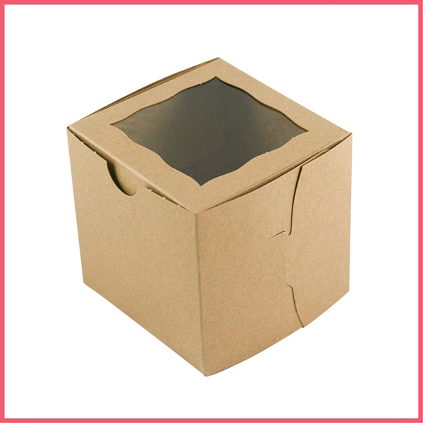 Kraft Brown Single Cupcake Box With Window